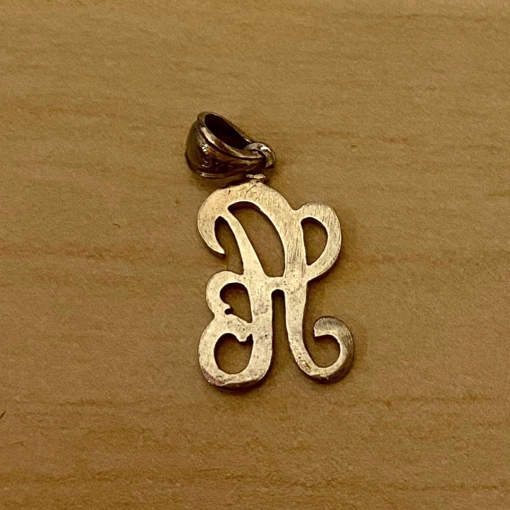 Vintage 925 Sterling Silver Initial A Pendant ✵ 2g - Picture 4 of 7